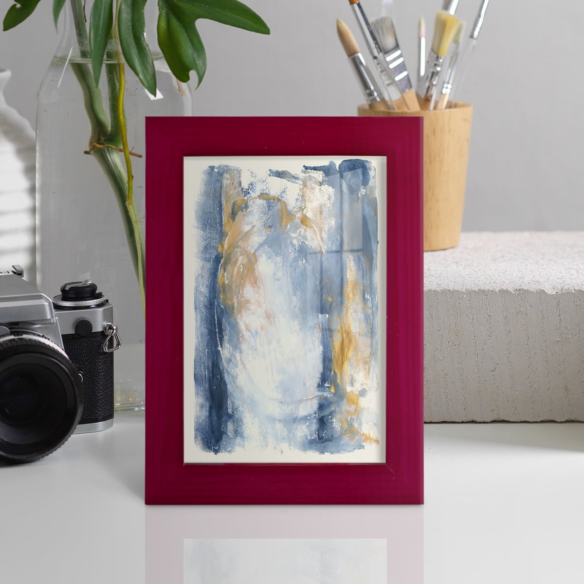 Circles & Dream I - Framed Print w/glass - Cherry Red
