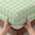 thumbnail image 3 of Queen Size Fitted Sheet Set - Sage Green 3 Piece Bedding Sets 16" Deep Pocket Fitted Sheet with 2 Pillowcases, Grid Checkered Plaid Gingham Lattice Trellis Brushed Microfiber Hotel Luxury Bed Sheets, 3 of 9