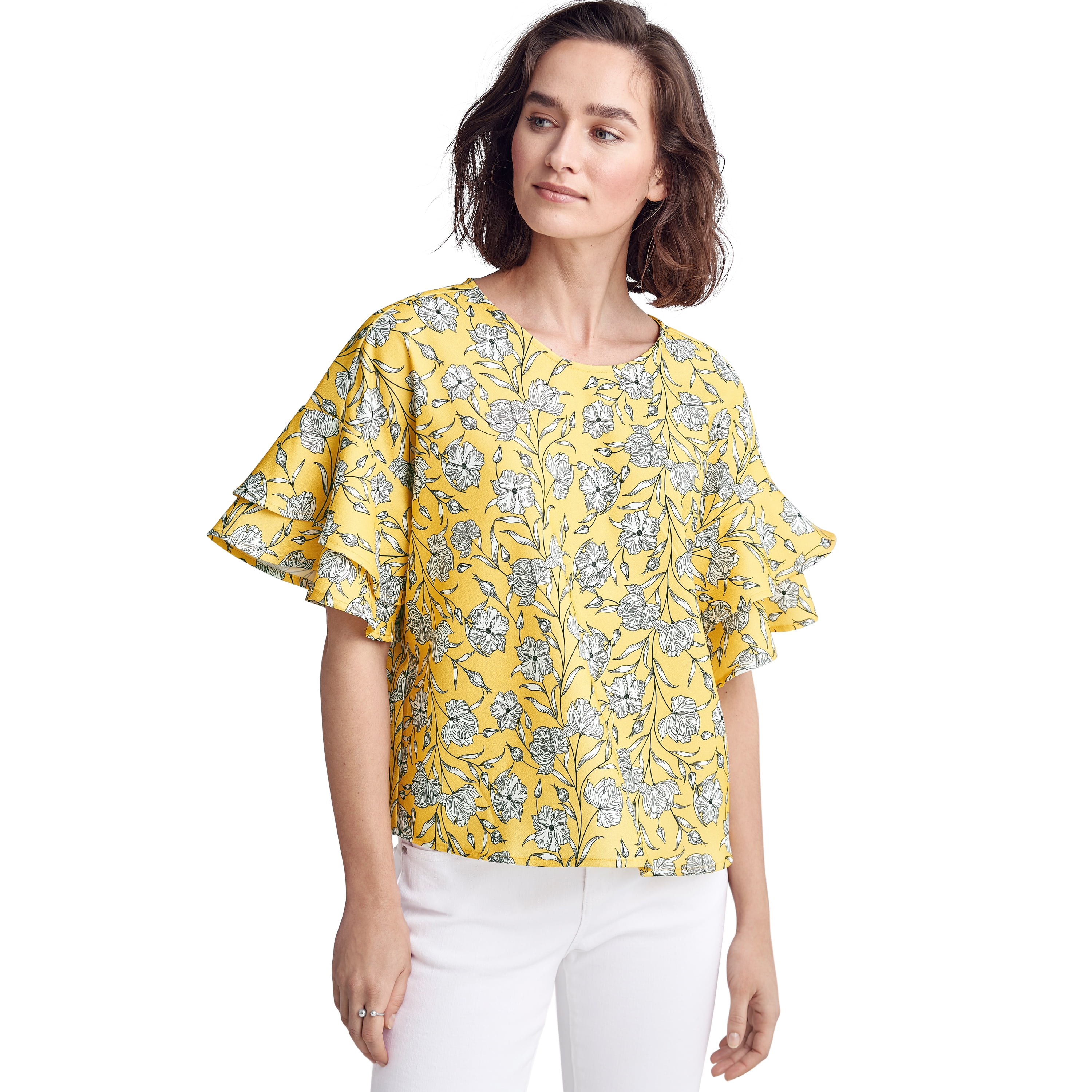 Flutter Sleeve Boxy Blouse Shirt 