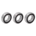 thumbnail image 1 of Rubber Sealed Ball Bearing 3Pcs Deep Groove Ball Bearing Rubber Seal Accessory Set Kit For Equipment Machine, 1 of 8