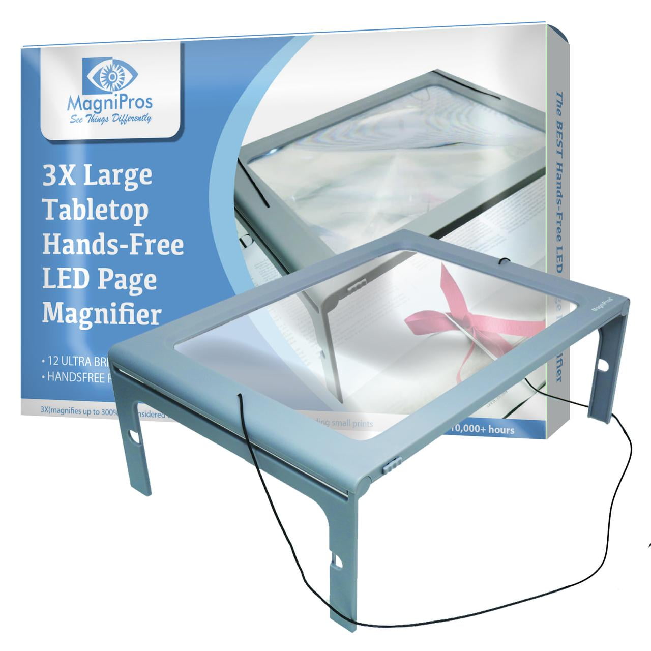 3X Large Full Page Magnifier with 12 LED Lights[Provide Evenly Lit