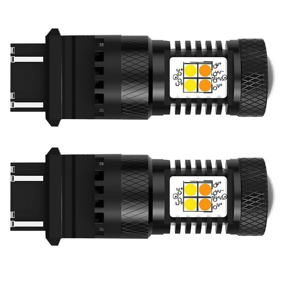 2x Upgraded Vehicle Part 3157 Switchback LED Turn Signal Lights Non-Fading Brightness, Polarity Free
