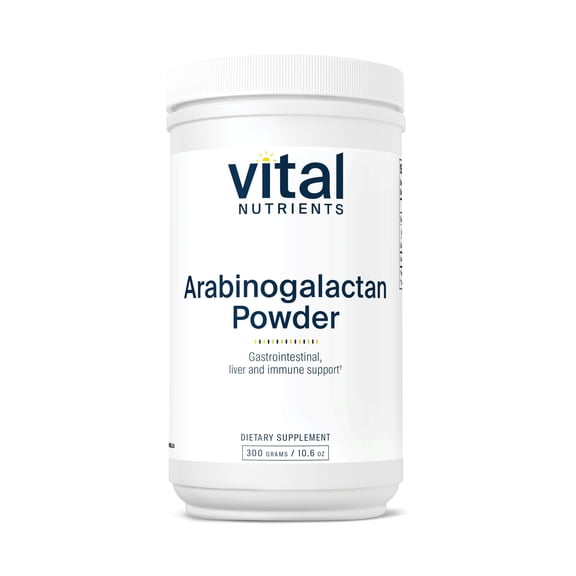 Vital Nutrients Arabinogalactan Powder | Vegan Prebiotic Fiber Supplement for GI Health, Liver, and Immune Support | Gluten, Dairy, Soy Free | Non-GMO | 300g