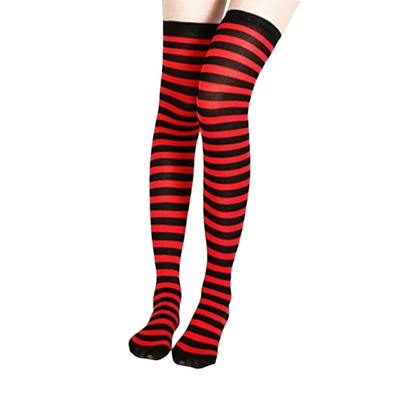 Aellinatey Thigh High Socks for Women Halloween Colorful Striped Over Knee Long Stockings