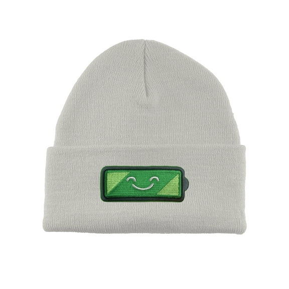 Gravity Threads Battery Smile Patch Cuffed Beanie - White