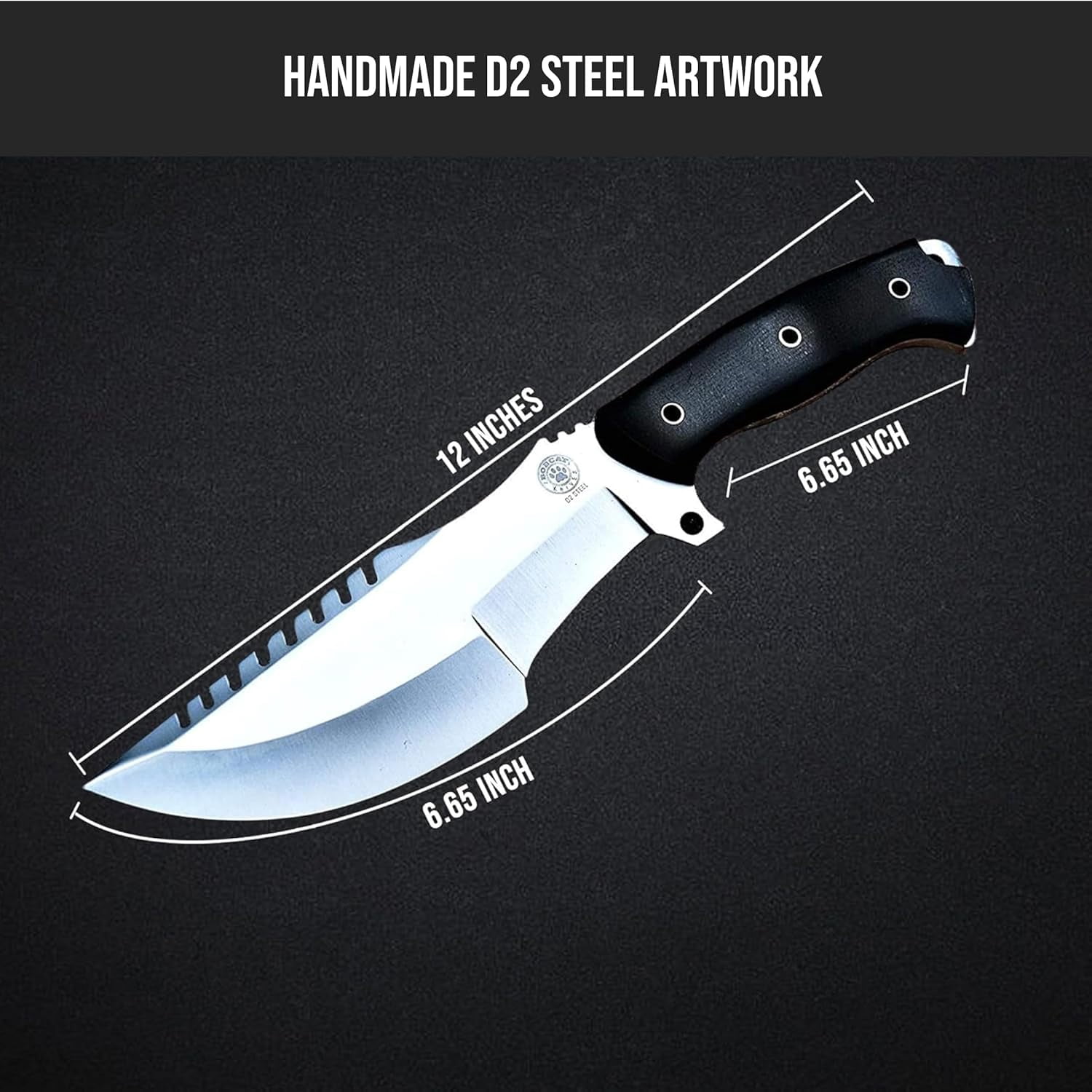 Handmade D2 Steel Tracker Knife 12" - Full Tang Fixed Blade - Micarta Handle & Leather Sheath - Bushcraft Outdoor Camping & Survival Hunting Knife - Collector Hunter Gifts