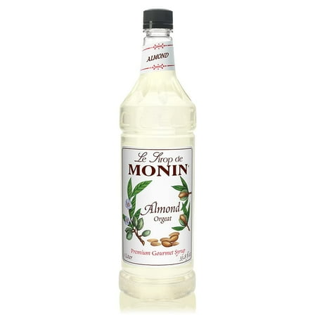 Monin - Almond Syrup, Sweet and Rich Nutty Aroma, Natural Flavors, Great for Coffee Drinks and Specialty Cocktails, Non-GMO, Gluten-Free (1 Liter)