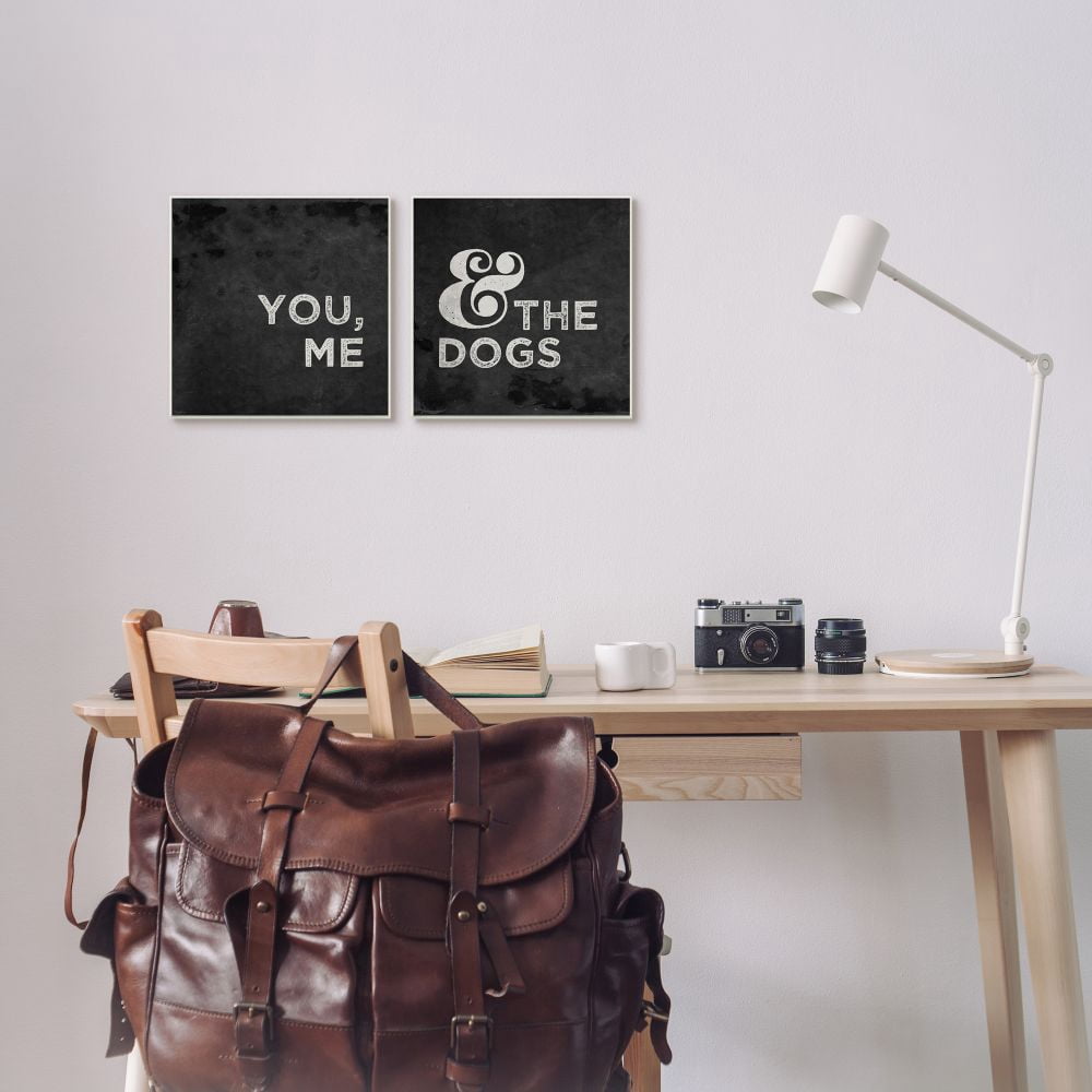 Stupell Industries You Me and the Dogs Quote Family Pet Black White Graphic Art Unframed Art Print Wall Art Set of 2, 12x12, by Gigi Louise