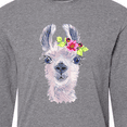 thumbnail image 4 of Inktastic Cute Llama with Flower Long Sleeve T-Shirt, 4 of 5