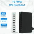 thumbnail image 2 of 60W 10Port USB Charger for Charging Station Dock Multi USB Charger Desktop Mobile Phone Charge ,Multifunctional fast charging, 2 of 6
