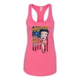 thumbnail image 2 of Wild Bobby, Betty Boop America Land of the Free Home of the Brave Betty Boop Ladies Racerback Tank Top, Hot Pink, Large, 2 of 5