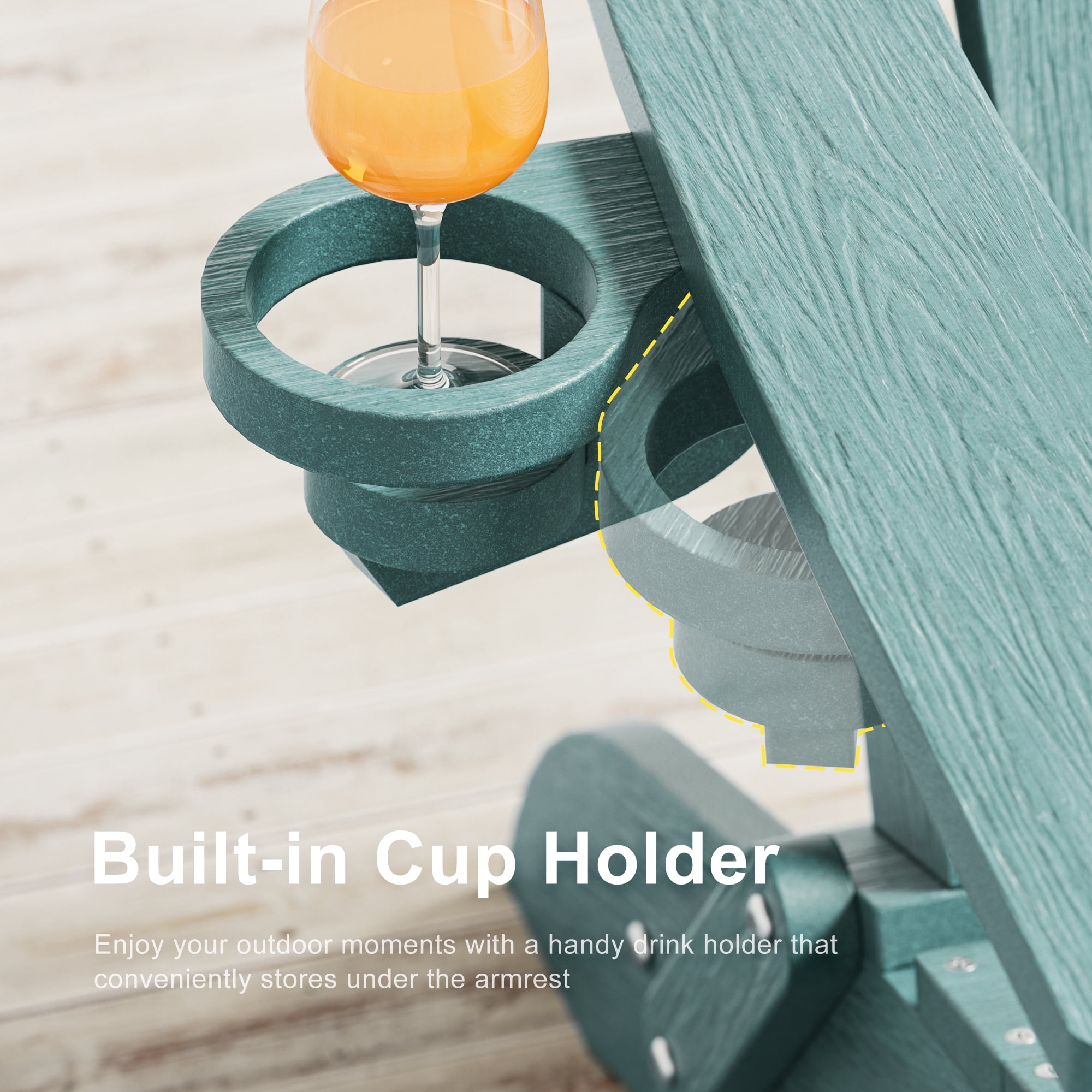 ACEGOSES Foldable Outdoor Adirondack Chair with Cup Holder,Weather Resistant HDPE Plastic for Patio, Fire Pit, Deck, Lake Blue