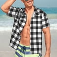 thumbnail image 4 of Cauagu Black White Plaid Print Hawaiian Shirt for Men,Casual Short Sleeve Button Down Shirts Summer Beach Men's Regular-Fit Short-Sleeve Print Shirt -X-Large, 4 of 6