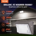 thumbnail image 2 of VEVOR 4PCs LED Wall Pack Lights, 120W 11000LM, 5000K Commercial Outdoor Lights Security Lighting Fixture, with Intelligent Light Sensing 240 LED beads Energy Saving for Garages Yards, 2 of 9