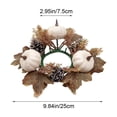 thumbnail image 3 of FeiFu Fall Pumpkin Candle Ring Wreath Artificial Maple Leaf Pine Cone Gourd Autumn Decor Table Centerpiece Harvest Halloween Thanksgiving Home Party Accent Guirnalda de Calabaza, 3 of 6