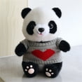 thumbnail image 2 of Plush Panda Bear Stuffed Animal with Love Heart Shaped Print Sweater, Soft Cuddly Toy Gift for Valentine's Day, Birthday, Anniversary, Home Decor, 10 Inch Cute Panda Plush Doll, 2 of 3