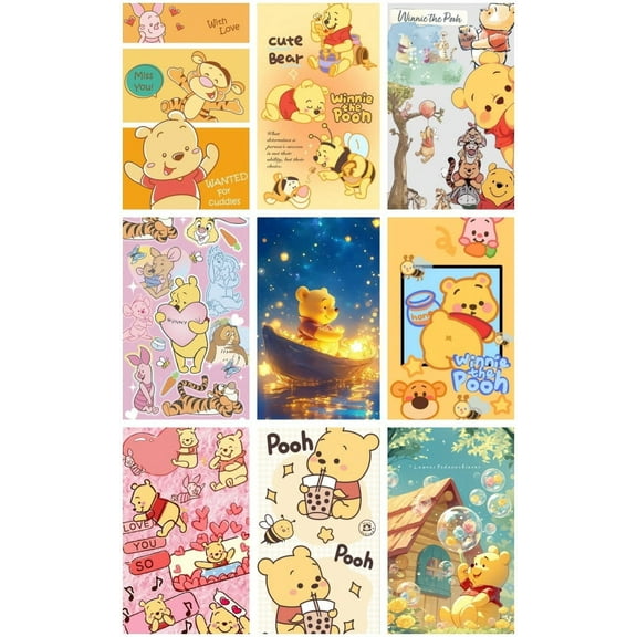 9PCS Winnie the Pooh Theme Bedroom Wall Decoration Posters (8X10 in) Unframed