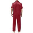 thumbnail image 5 of Wancir Mens Silk Satin Pajamas Set Long Sleeve Sleepwear Button-Down Pj Two-piece Loungewear with Long Pants S-XXL, 5 of 5