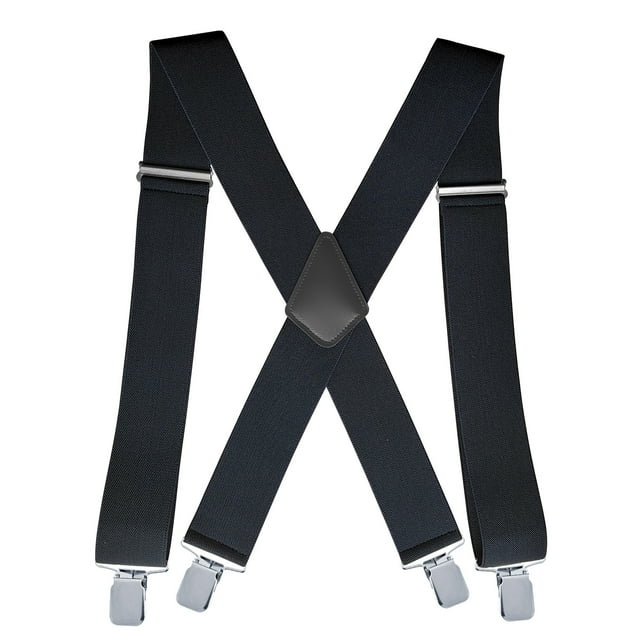 (negro)Tirantes para hombre Tirantes elásticos anchos y ajustables Tirantes para hombre con clips fuertes, 5 cm de ancho, 120 cm de largo