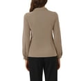 thumbnail image 3 of CURVOSPORT Women's Button Down Shirt Peter Pan Collar Long Sleeve Princess Line Blouse L Coffee, 3 of 6