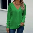 thumbnail image 2 of Women's Tops Dressy Casual V Neck Long Sleeve Buttons Hollow Out Lace Embroidered Blouses Shirts Shirt Juniors Women Plain Long Sleeve Shirts Apparel T Shirt Turtle Neck Tee Womens Work Out, 2 of 4