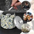 thumbnail image 4 of Yayeee Ashtray with Lid for Cigarette Smokeless Stainless Steel Home Ash Holder, Light Floral, 4 of 7
