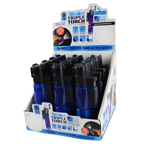 ITEM NUMBER 021802 TORCH BLUE TRIPLE TORCH LED STICK 12 PIECES PER