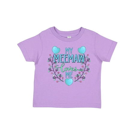

Inktastic My Meemaw Loves Me with Flowers and Hearts Gift Toddler Boy or Toddler Girl T-Shirt