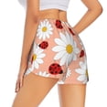 thumbnail image 3 of Disketp Daisy and Ladybug Print Women's Shorts Workout Shorts for Athletic Gym Running Shorts with Phone Pockets XX-Large, 3 of 8