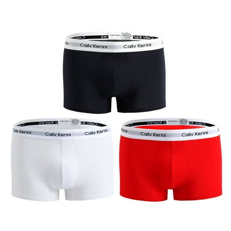 

Toyella Men s Pure Cotton Boxer Brief Underwear Breathable Black white red L