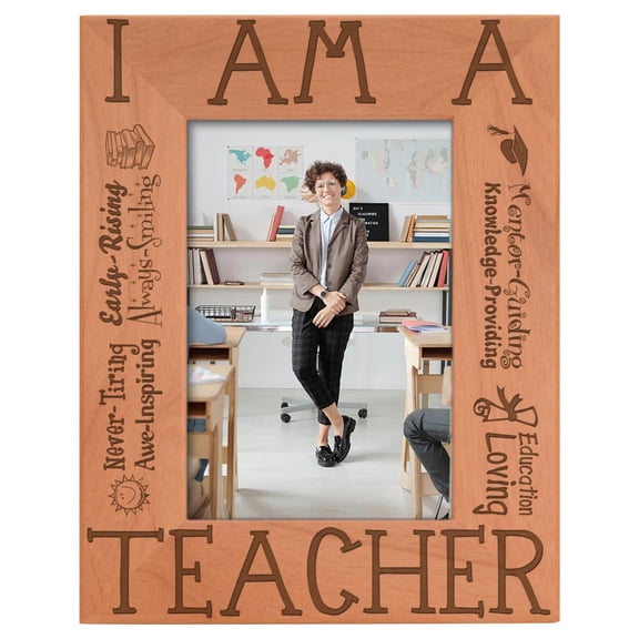 ThisWear Teacher Appreciation Gift I am a Teacher Poem Natural Wood Engraved 4x6 Portrait Picture Frame Wood