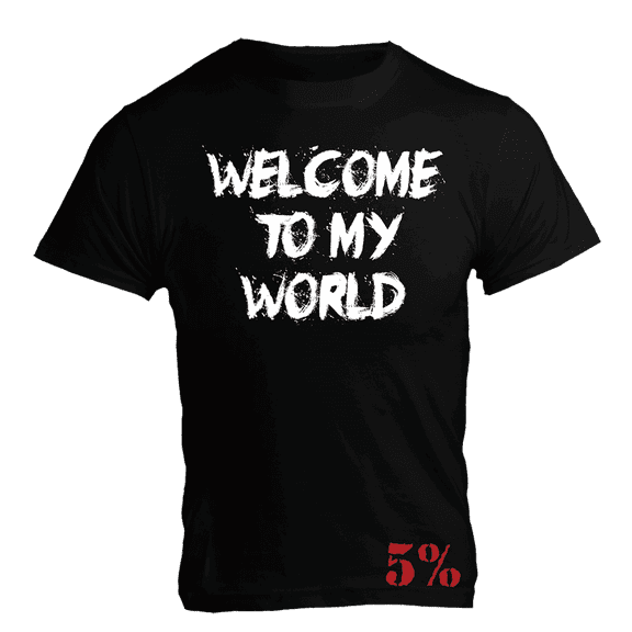 5% Nutrition Rich Piana Men's Black Muscle T-Shirt, Welcome To My World Short Sleeve Workout Gym Tee
