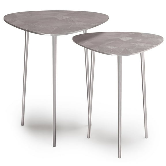 Simpli Home Shelton Nesting Table in Nickel