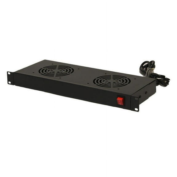 NavePoint Rack Cabinet Mounted Server 2 Fan Unit Cooling System with 2 Fans 110V Blk 1U