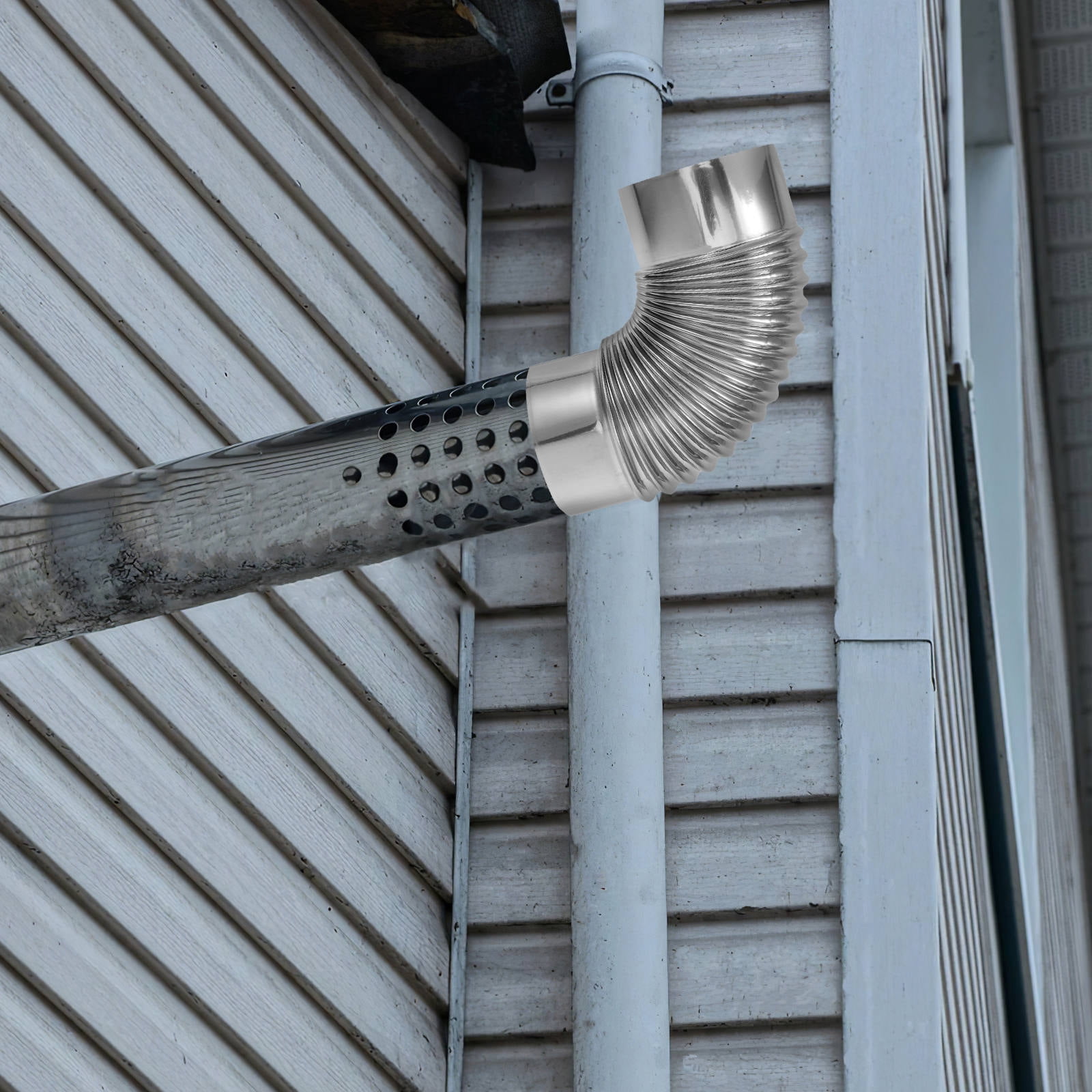 OUNONA Leakproof Stainless Steel Stove Pipe Elbow with Welded Vent Connector for Home Fireplace and Ductwork