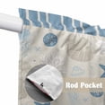 thumbnail image 2 of Light Blue Coastal Kitchen Window Curtains, Swag Curtains Valance for Bedroom Living Room Bathroom, Vintage Ocean Nautical Starfish Coral Striped Rod Pocket Window Block Drapes 2 Panels 36"x45", 2 of 9