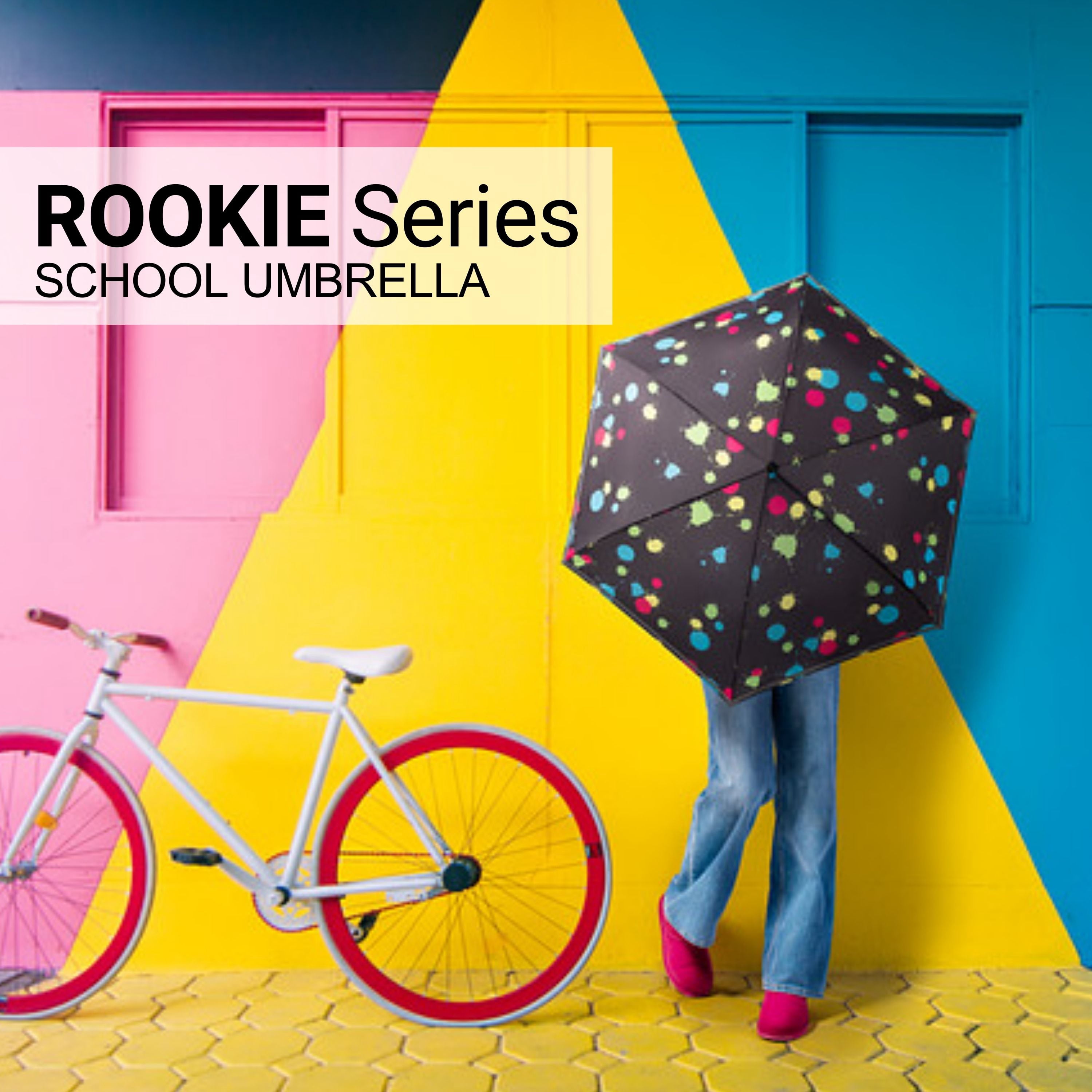 Knirps Bubble Bust Rookie Manual Rain Umbrella for Elementary and Middle School Kids – 35.4" Canopy with Reflective Safety Stripe, Lightweight Design, Wind Tunnel Tested, Carrying Case Included