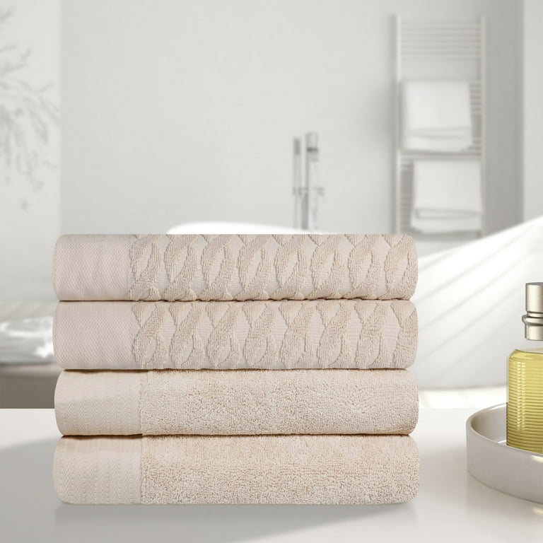 Enchante Home 4-Piece Cream Turkish Cotton Bath Towel Set (Vague) in the Bathroom  Towels department at