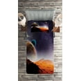 thumbnail image 2 of Ambesonne Nebula Quilted Coverlet 2 Pcs, Solar Sky Orbit Comet, Twin Size, Purple Dark Orange, 2 of 2