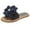 Navy, variant on Fesfesfes Platform Slides Women's Summer Woven Flip-flops Navy Blue Flower Pearl Flat Beach Sandals 4.5(35)