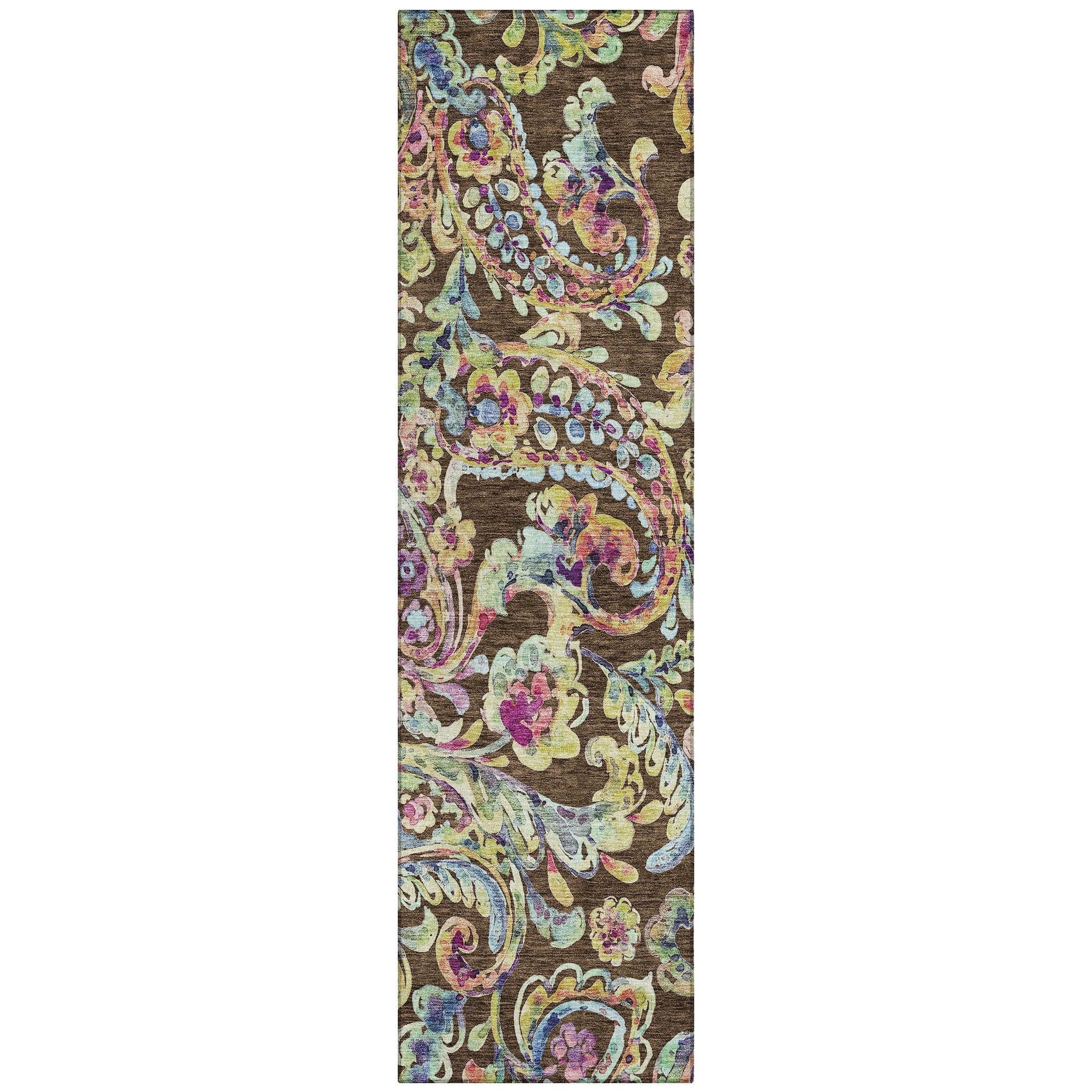 Addison Rugs Chantille Indoor/Outdoor Transitional Paisley Chocolate Washable Runner Rug, 2'3" x 7'6"