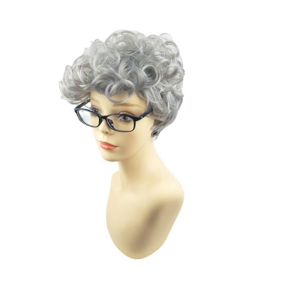 Short Grey Human Hair Wigs for Women Curly ,Synthetic Short Curly Hair Grey Wig,Natural Daily Use Hair (Grey)