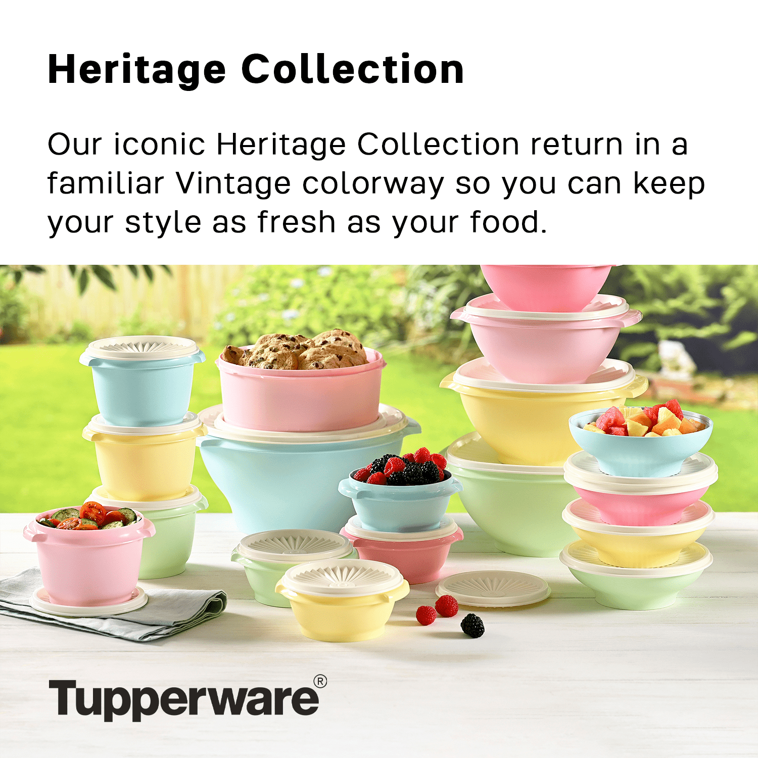 Tupperware Heritage Plastic 7.5-Cup Food Storage Canister with Lid