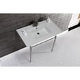 thumbnail image 4 of Kingston Brass KVPB37227W4PN Edwardian 37" Ceramic Console Sink with Brass Legs (4-Inch, 3-Hole), White/Polished Nickel, 4 of 8