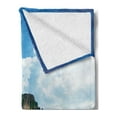 thumbnail image 2 of Island Soft Flannel Fleece Throw Blanket, Poda Island in Thailand South Tropic Paradise Hot Sun with Clouds Photo, Cozy Plush for Indoor and Outdoor Use, 50" x 60", Blue White Cream, by Ambesonne, 2 of 5