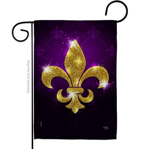 Breeze Decor G168016-BO Glowing Fleur de lis Garden Flag Spring Mardi Gras 13 x 18.5 in. Double-Sided Decorative Vertical Flags for House Decoration Banner Yard Gift
