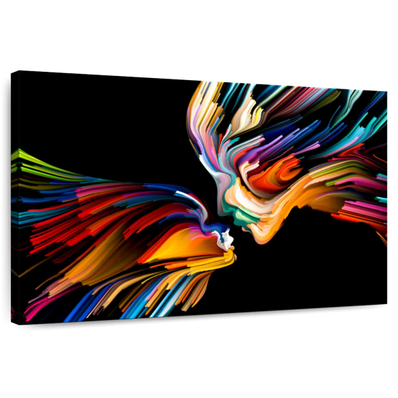 Elephant Stock Love Abstract Wall Art - Horizontal Canvas Wall Art - Living Room Wall Decor - People Canvas - Black And Orange Decor - 12" x 8"