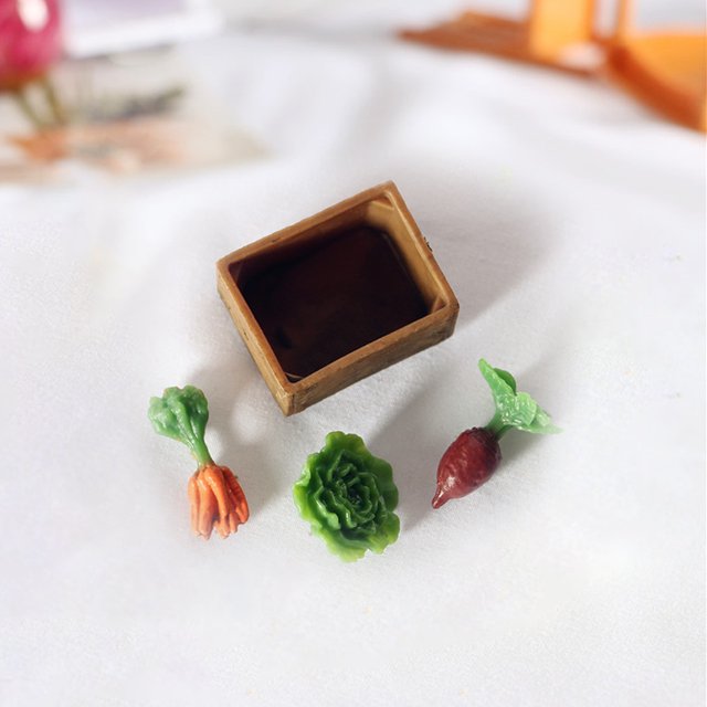 Casa Miniatura Herramientas de Decoración Hugo Casa de Muñecas 1:6 1:12 Cesta de verduras 4 piezas