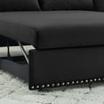 thumbnail image 5 of 3-in-1 Convertible Sofa Bed with Pull Out Bed, Velvet Sleeper Sofa Couch Bed with USB Port, 2 Lumbar Pillows and Side Pocket, 2-Seater Loveseat Futon Sofa for Small Spaces Living Room Bedroom, Black, 5 of 7
