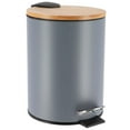 thumbnail image 2 of Gray Trash Can with Bamboo Lid and Pedal, 2.5L Capacity, 2 of 7
